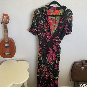 Red Floral Wrap Dress